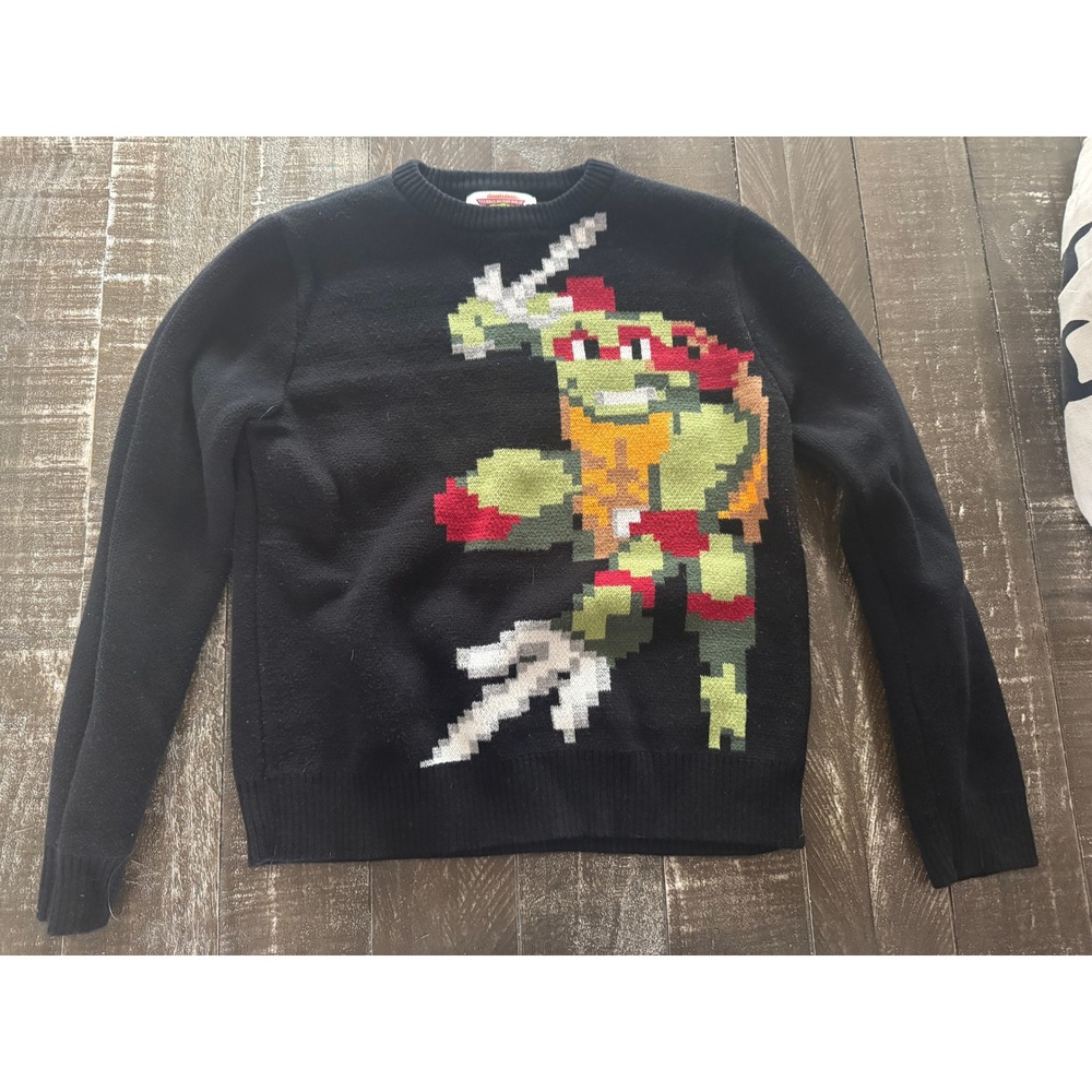 TMNT x ANDY & EVAN Raphael Boys Jacquard Pixilated‎ Cotton Sweater Size 8